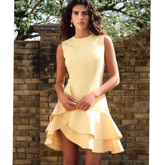 OSCAR DE LA RENTA Ruffled wool-blend crepe mini dress Size XS/S NEW - Picture 1 of 15